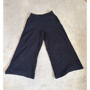 Ruti Airy Wide Leg Pants Black Pull On Lightweight Cotton Gauze | Women's Small